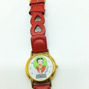 Vintage 1989 Betty Boop Watch Leetal Inc Gold Tone Novelty Cartoon Character